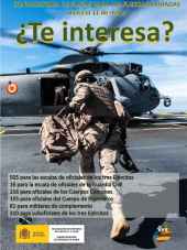 Oferta de plazas para oficiales y suboficiales de Fuerzas Armadas, y oficiales de Guardia Civil