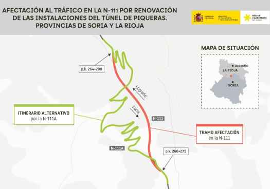 La renovación del túnel de Piqueras obliga a desviar tráfico por el puerto