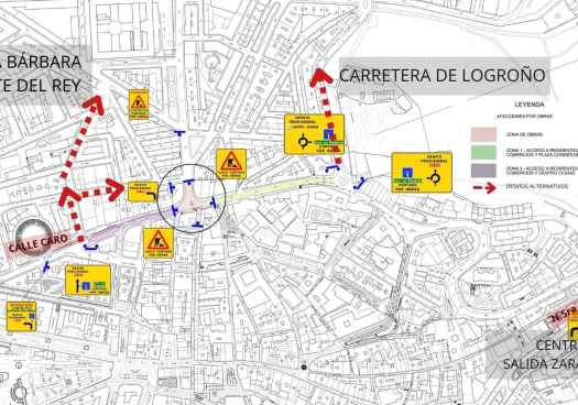 Las obras en rotonda de plaza del Rosario obliga a cambios en tráfico rodado