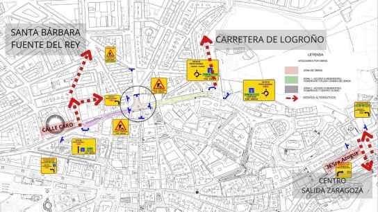 Las obras en rotonda de plaza del Rosario obliga a cambios en tráfico rodado