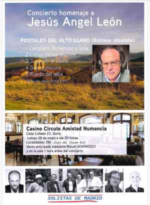 Concierto homenaje en el Casino de Soria al músico Jesús Ángel León