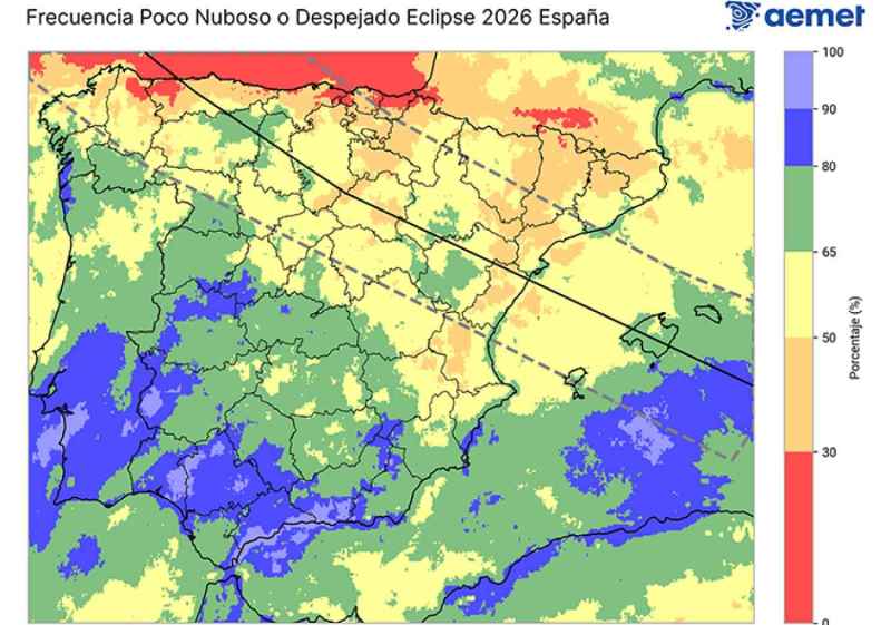 ¿Estará despejado el día del eclipse de 2026?