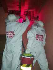 Los bomberos de Diputación retiran gran colmena de vivienda de Ucero