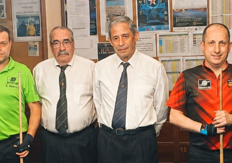 Siete jugadores del C. A. Numancia en fase final del Regional de Billar en Astorga