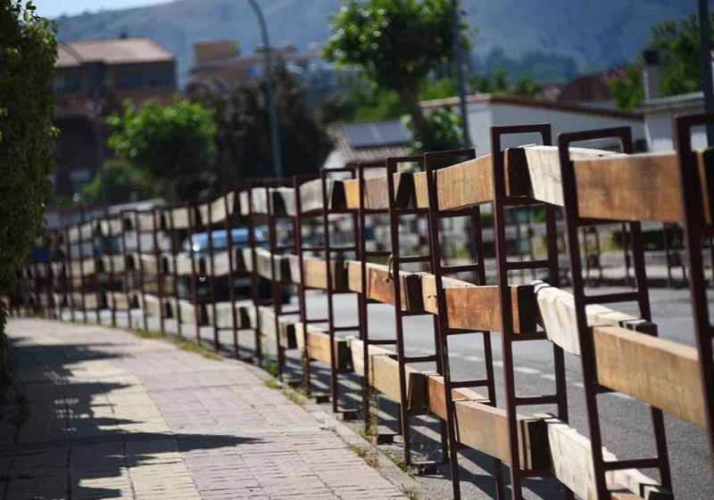 Vallado preparado a una semana de la celebración de La Saca, en Soria