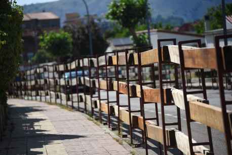 Vallado preparado a una semana de la celebración de La Saca, en Soria