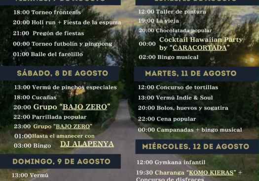 Velilla de los Ajos publica el programa de sus fiestas patronales