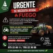 ASAJA urge colaboración a agricultores para frenar incendio en sur provincial