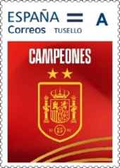 Emisión de un sello especial conmemorativo del triunfo de España en Mundial
