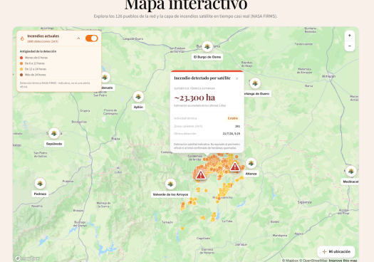 Los Pueblos más Bonitos de España incorporan a sus mapas seguimiento de incendios 