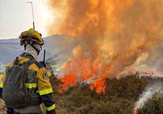 El incendio en Burgohondo no experimenta avances significativos en su perímetro