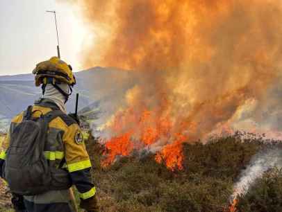 El incendio en Burgohondo no experimenta avances significativos en su perímetro