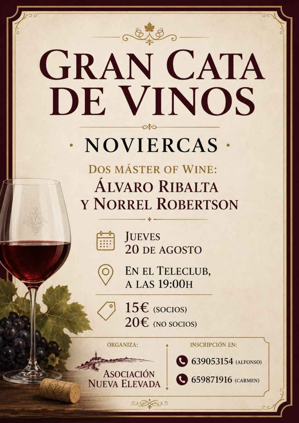 Dos Master of Wine dirigen cata de vinos en Noviercas