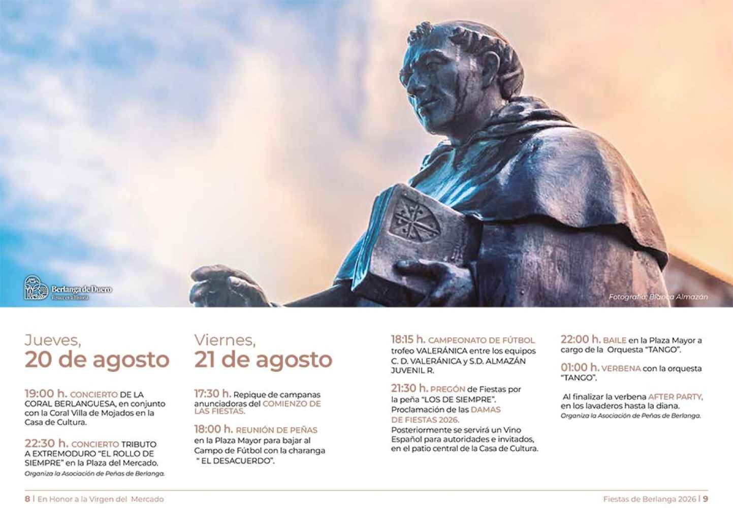 Berlanga de Duero publica programa para sus fiestas en honor a la Virgen del Mercado