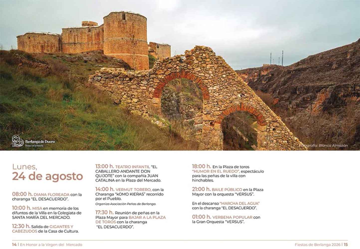 Berlanga de Duero publica programa para sus fiestas en honor a la Virgen del Mercado