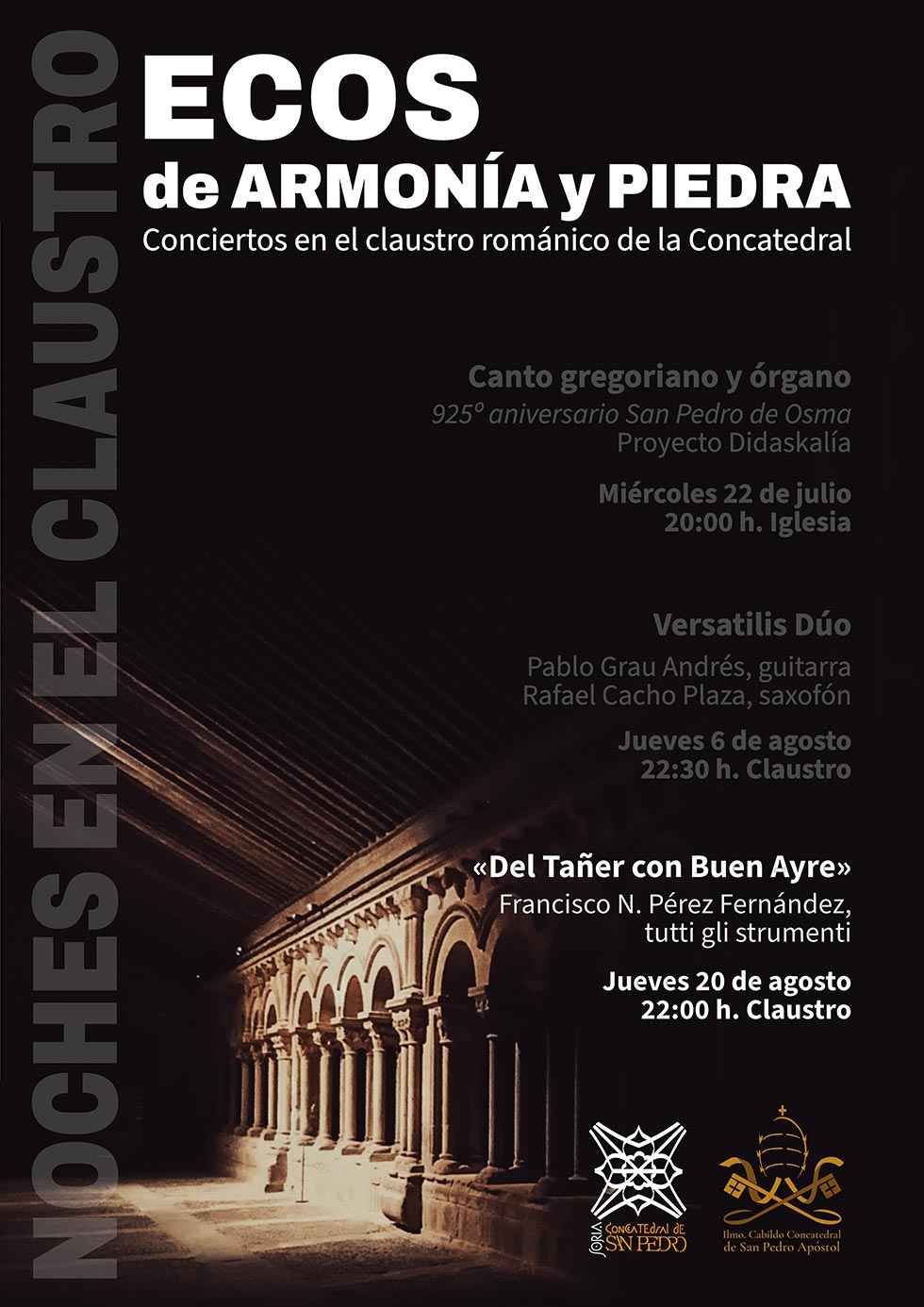 Tercer concierto de "Ecos de aromonía y piedra" en claustro de concatedral de San Pedro