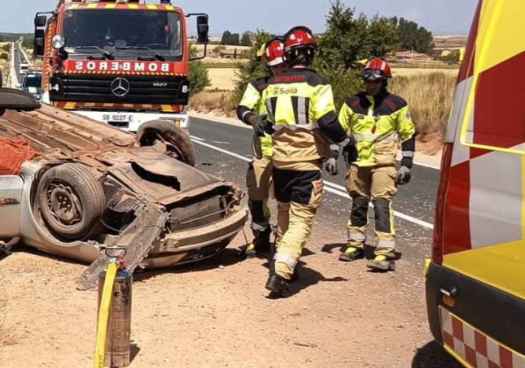 Bomberos de Soria intervienen en accidente de tráfico en Duañez