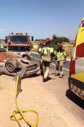 Bomberos de Soria intervienen en accidente de tráfico en Duañez