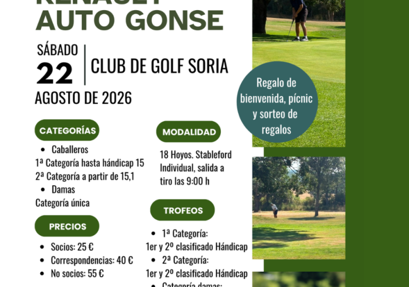 El V Torneo Renault Auto Gonse se celebra el sábado en Club de Golf Soria