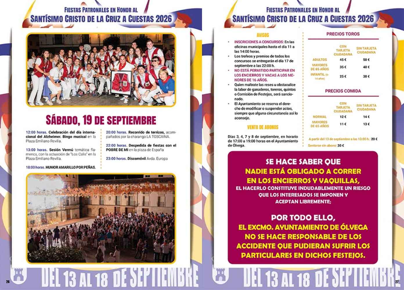 Ólvega publica programa para sus fiestas del Cristo de la Cruz a Cuestas