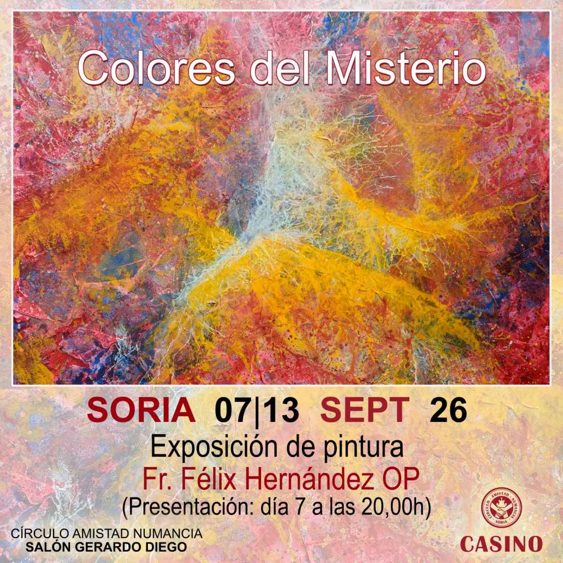 El  Casino de Soria acoge muestra de abstracción espiritual de fraile Félix Hernández 