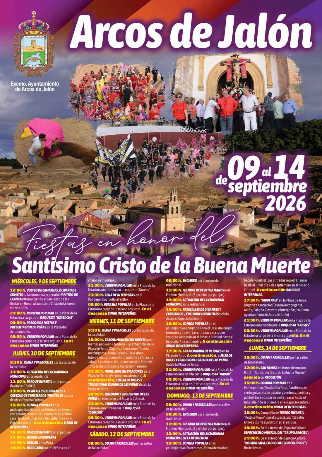 Arcos de Jalón publica su programa para fiestas del Cristo de la Buena Muerte
