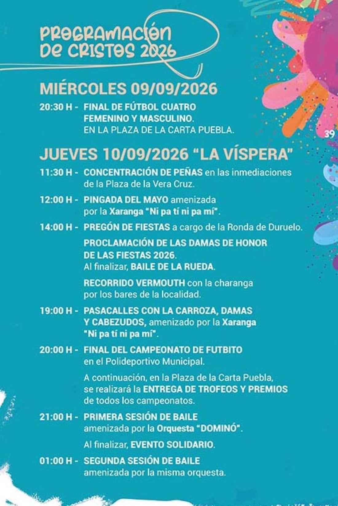 Duruelo de la Sierra publica programa para fiestas del Cristo de las Maravillas