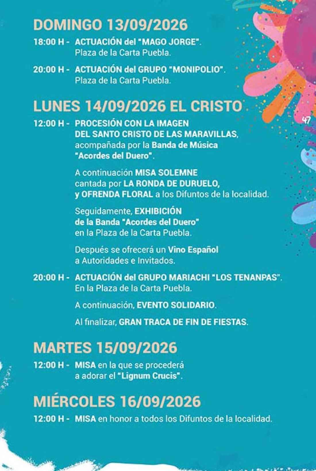 Duruelo de la Sierra publica programa para fiestas del Cristo de las Maravillas