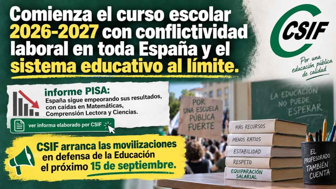CSIF advierte que excelencia educativa de Castilla y León no puede convivir con precariedad 