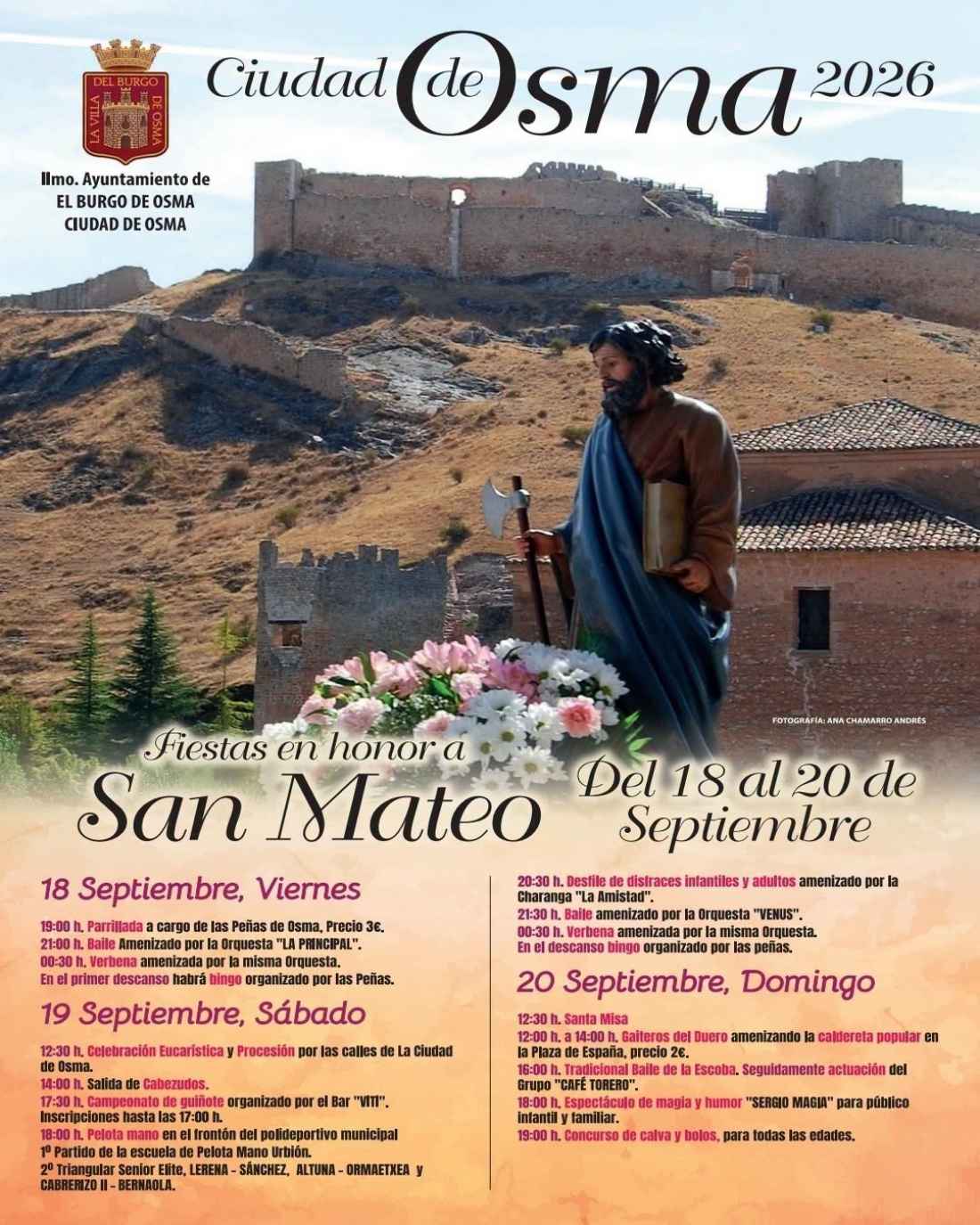 Programa para las fiestas de San Mateo en Ciudad de Osma