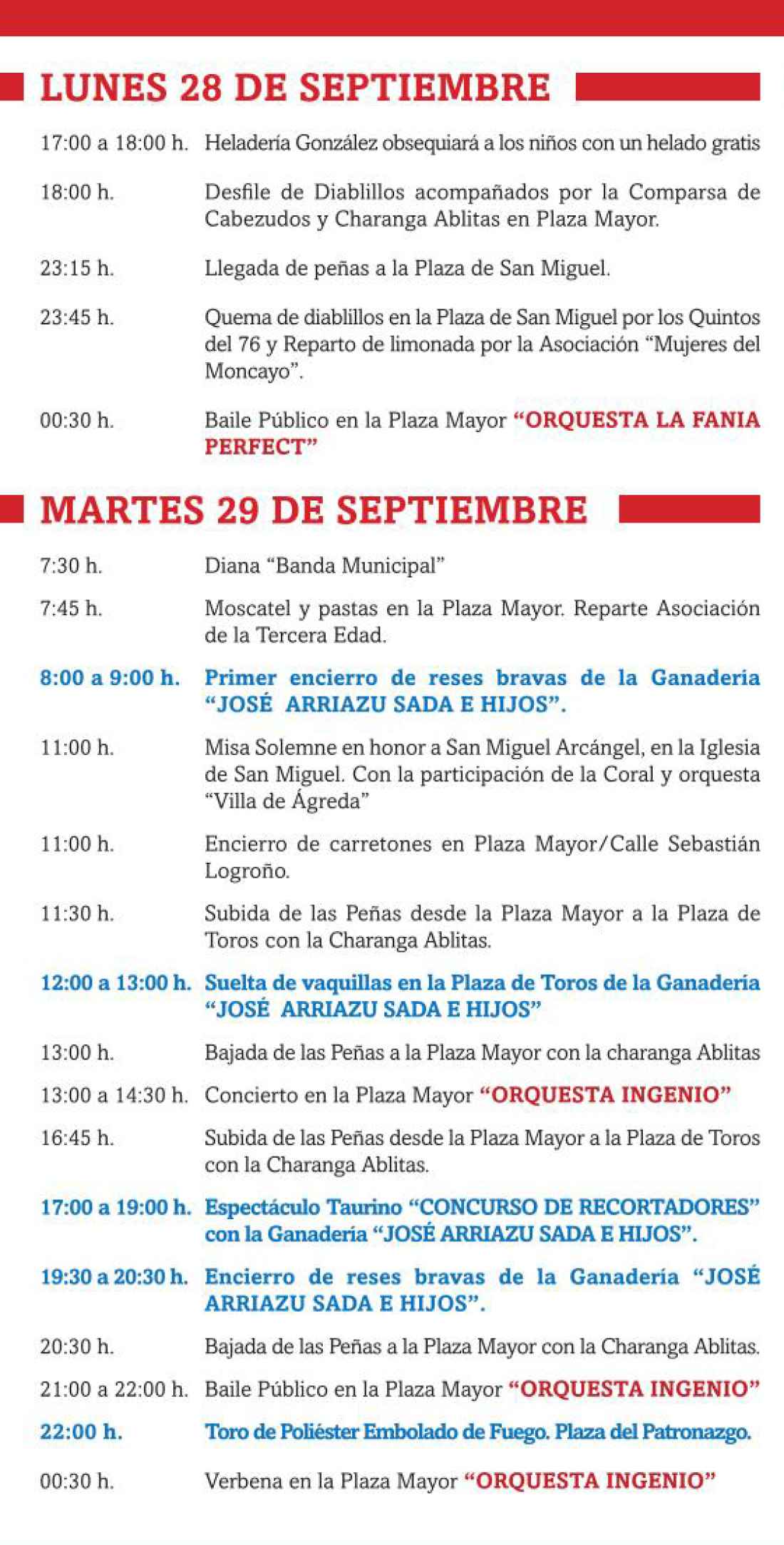 Ágreda publica el programa para sus fiestas de San Miguel