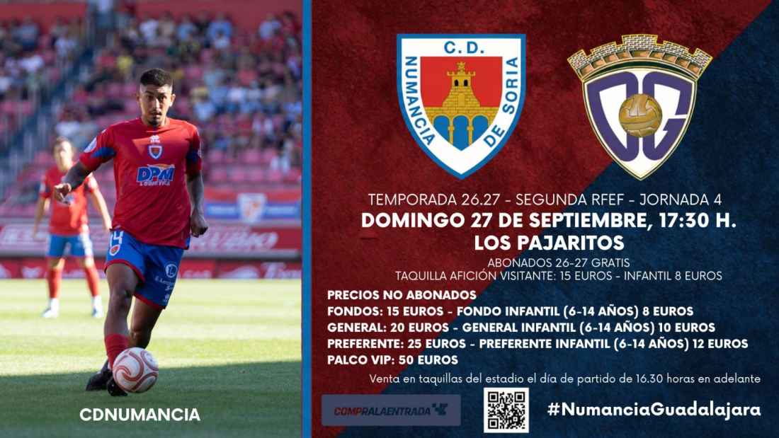 El Numancia -Guadalajara retrasa horario para inicio del partido