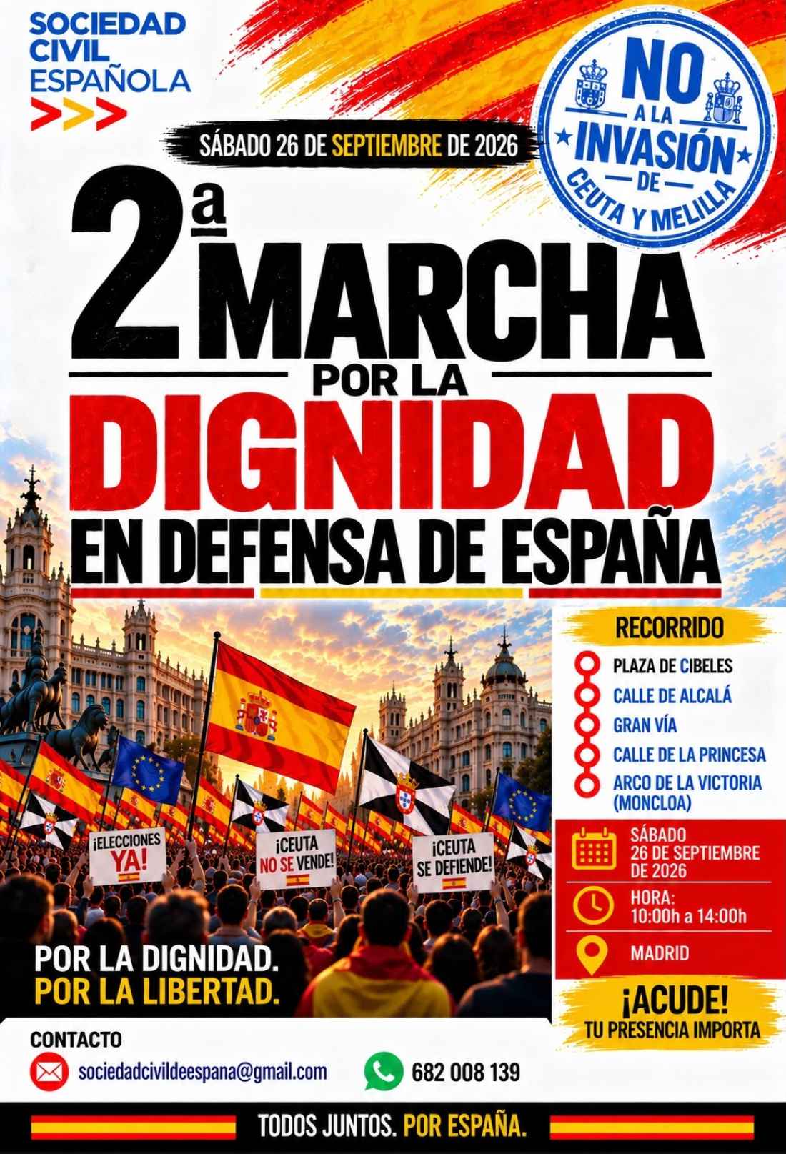 Sociedad Civil Española invita a participar en Segunda Marcha por la Dignidad