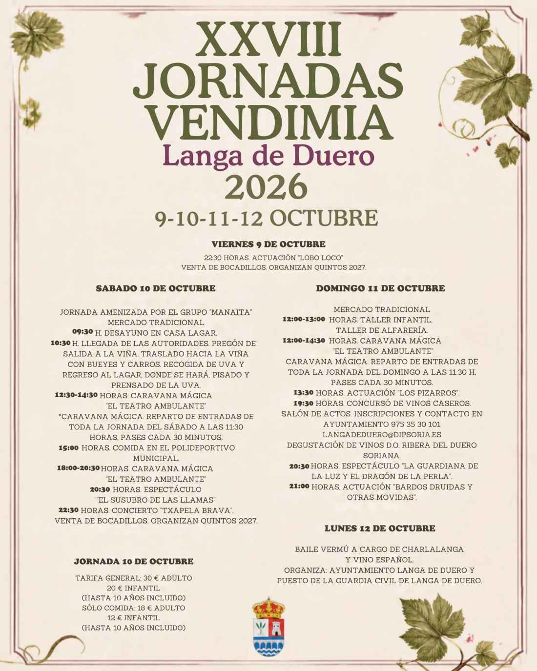 Langa de Duero celebrará en octubre la XXVIII edición de sus Jornadas de la Vendimia