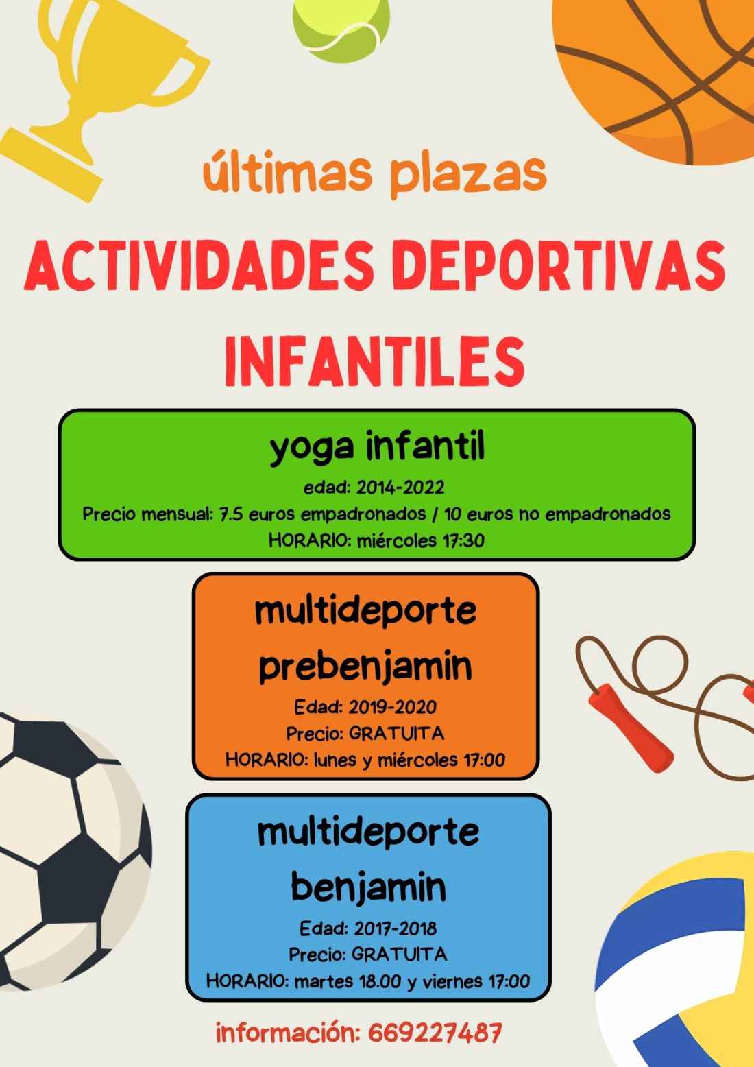 Golmayo publica últimas plazas libres para algunas actividades deportivas