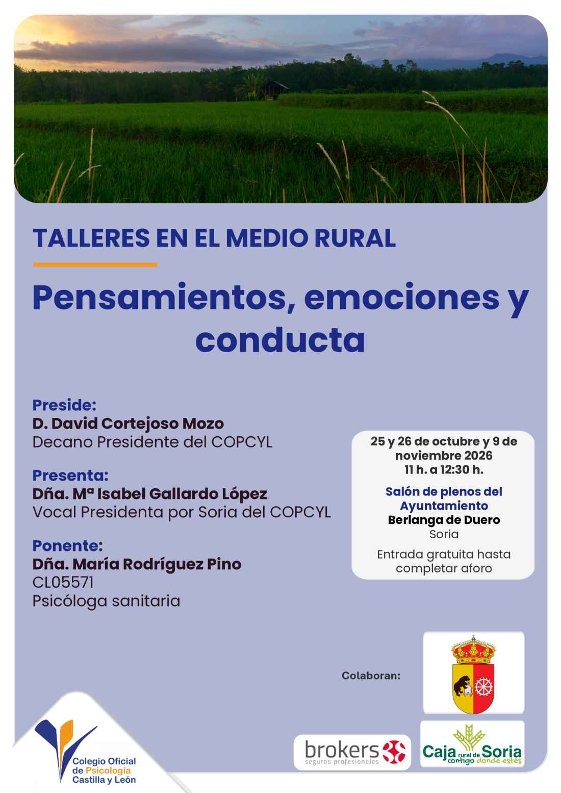 El COPCYL lleva la psicología al medio rural con dos talleres
