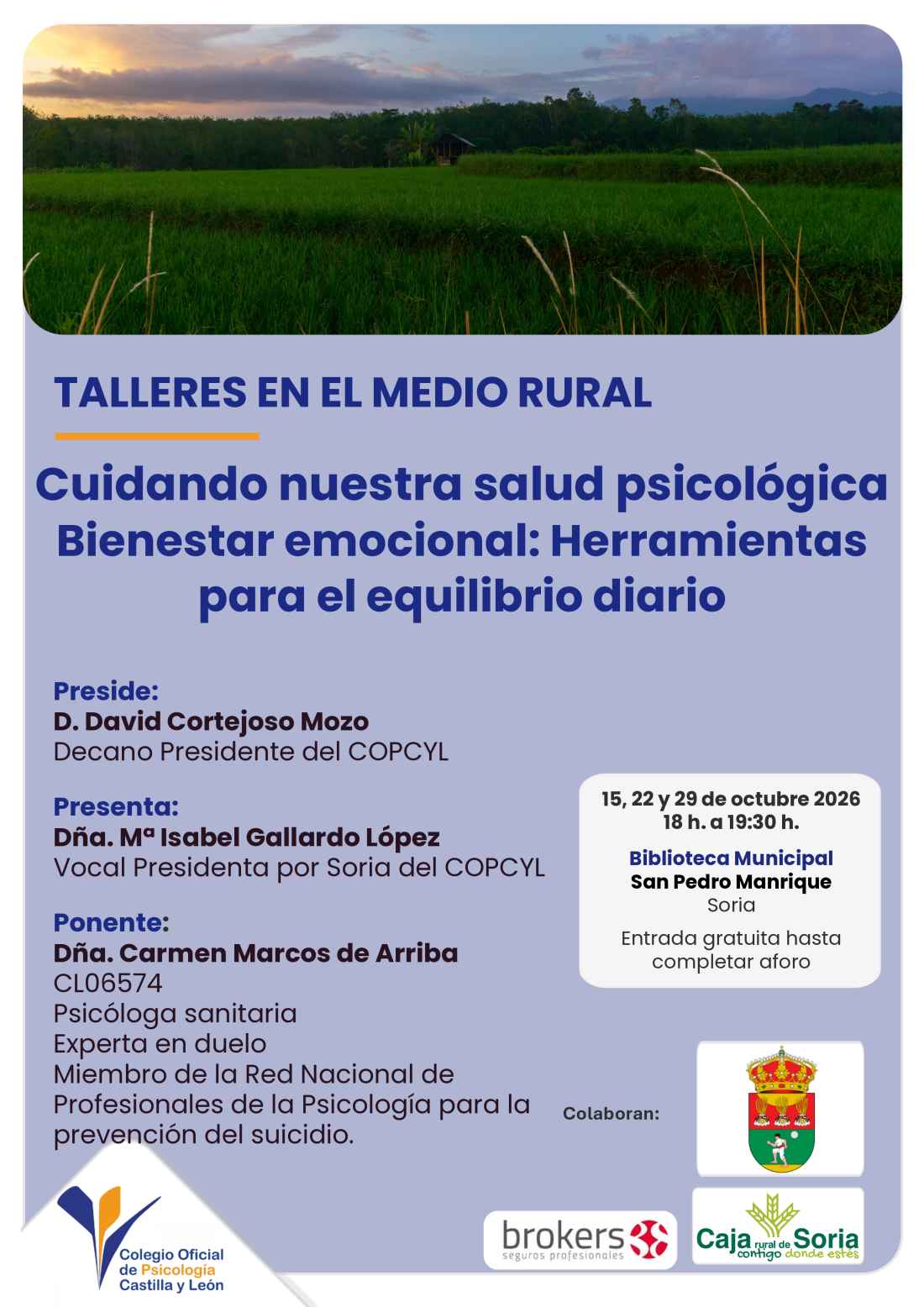 El COPCYL lleva la psicología al medio rural con dos talleres