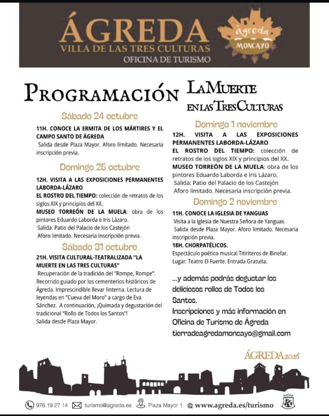 Ágreda presenta programa cultural con motivo de festividad de Todos los Santos