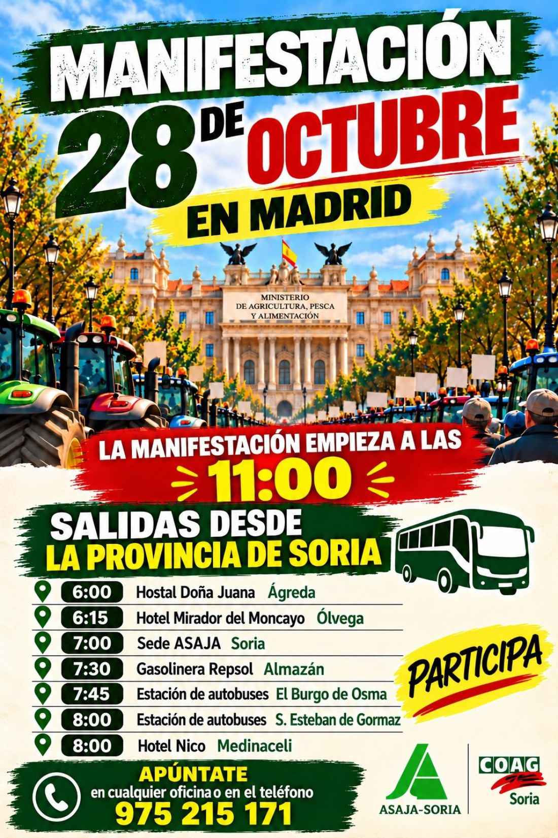 Asaja Soria participará en Madrid en manifestación para reclamar justicia 