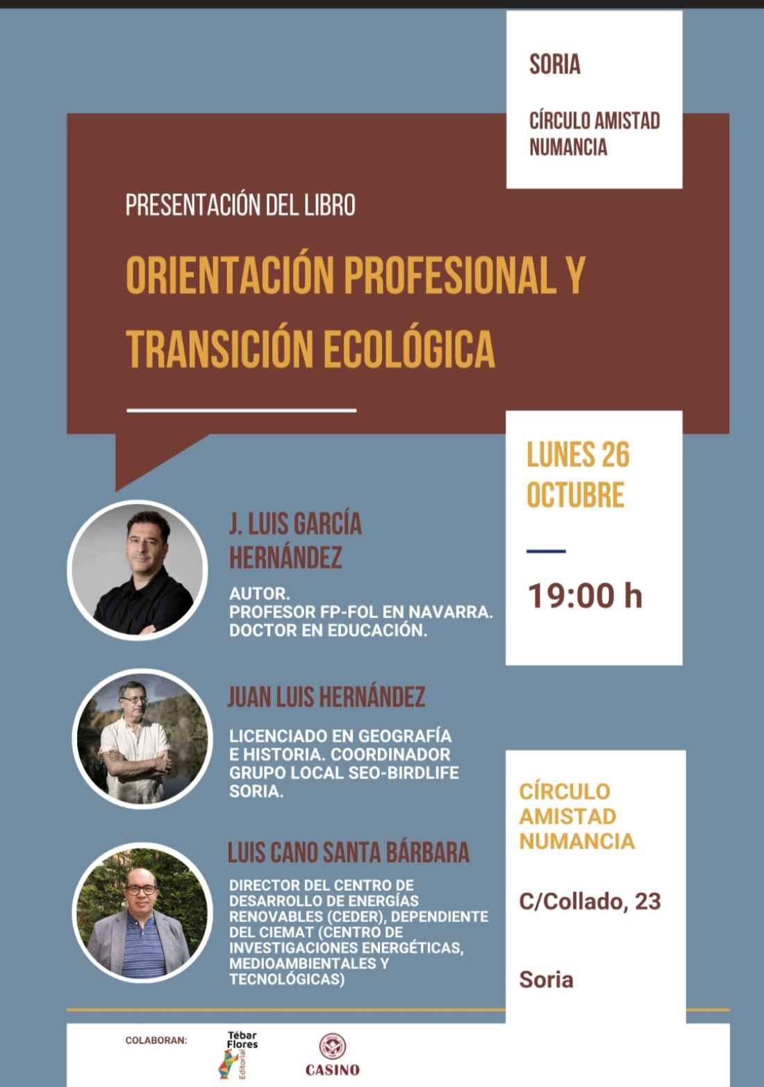Presentación en el Casino de Soria de libro sobre orientación profesional y transición ecológica
